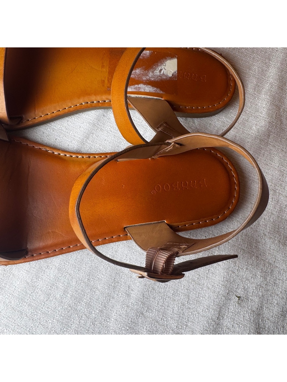 Bayboo Cognac Brown Ankle Strap Sandals Women’s Size 8.5 Flat Open Toe - Picture 5 of 7